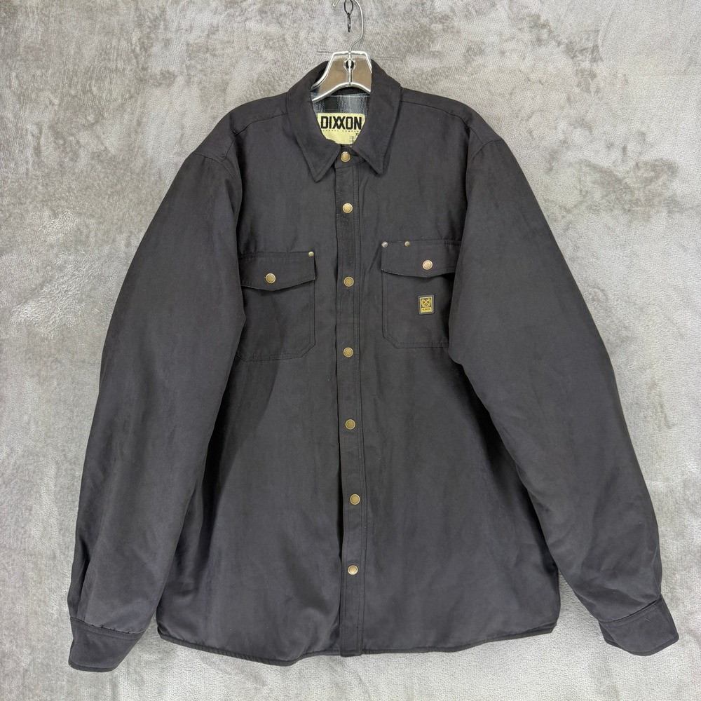 Dixxon Flannel Company Carlin Suede Jacket Mens XLT Black Flannel Lined Snap EUC